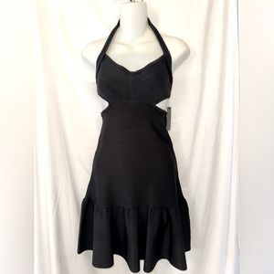 NEW NWT GUESS bondage mirage side cutout black dress Small halter